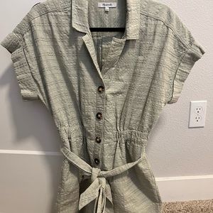 Madewell Seersucker Camp Romper (S, mint green)